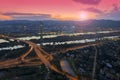 Sunset in Vienna city, aerial view Royalty Free Stock Photo