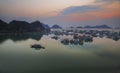 Sunset at Vietnam, Halong Bay Royalty Free Stock Photo