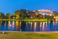 Sunset view of Adelaide oval viewed behind torrens river in Australia Royalty Free Stock Photo