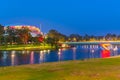 Sunset view of Adelaide oval viewed behind torrens river in Australia Royalty Free Stock Photo