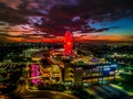 Cakung, East Jakarta, Indonesia (02/Mei/2019) : Aerial view of the sunset with colorful clouds at Aeon Mall JGC