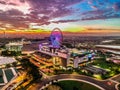 Cakung, East Jakarta, Indonesia (02/Mei/2019) : Aerial view of the sunset with colorful clouds at Aeon Mall JGC