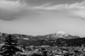 Sunset view of Aizu Wakamatsu city from aerial angle