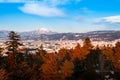 Sunset view of Aizu Wakamatsu city from aerial angle