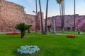 Sunset view of Alcazaba fortress in Merida, Spain.