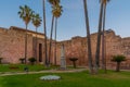 Sunset view of Alcazaba fortress in Merida, Spain.