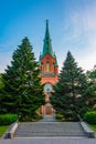 Sunset view of Alexander Church in Finnish town Tampere