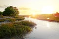Sunset view along the marsh in the Low Country near Charleston SC Royalty Free Stock Photo