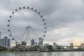 Sunset view of amazing Singapore flyer the highest ferris wheel in the world Royalty Free Stock Photo