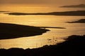 Sunset view of Ardmore and Turbot islands from famous scenic Sky Road, 15km looped drive starting in Clifden with numerous Royalty Free Stock Photo