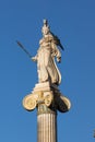 Sunset view of Athena statue in front of Academy of Athens, Attica, Greece