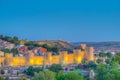 Sunset view of Avila from los cuatro postes viewpoint, Spain Royalty Free Stock Photo