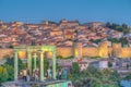 Sunset view of Avila from los cuatro postes viewpoint, Spain