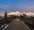 Sunset view of Banff Gondola Pathway on Sulphur Mountain in Canada