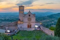 Sunset view of basilica of saint francis of Assisi, Italy Royalty Free Stock Photo