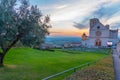 Sunset view of basilica of saint francis of Assisi, Italy Royalty Free Stock Photo