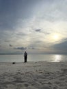 sunset view on a beach in the afternoon Royalty Free Stock Photo