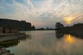 Sunset view from Bhutanatha temple, Agastya lake, Badami, Karantaka, India.