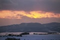 Sunset view of Biei winter in Hokkaido Japan Royalty Free Stock Photo