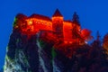 Sunset view of Bled castle in Slovenia Royalty Free Stock Photo