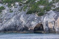 Sunset view of Blue Caves, Zakynthos, Greece Royalty Free Stock Photo