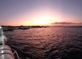 Sunset view from boat on Buton island Royalty Free Stock Photo