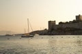 Sunset view from Bodrum castle Royalty Free Stock Photo