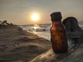 Sunset view bottle treasure