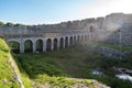 Sunset view of the bridge of Methoni castle in Greece Royalty Free Stock Photo