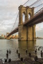 Sunset view of Brooklyn Bridge, New York Royalty Free Stock Photo