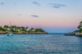 Sunset view of Cala d'or bay at Mallorca, Spain Royalty Free Stock Photo