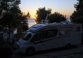 Sunset view from a camp on island LoÃÂ¡inj in Croatia Royalty Free Stock Photo