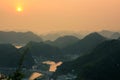 Sunset view from Cannon fort in Cat ba, Vietnam Royalty Free Stock Photo