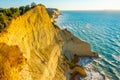 Sunset view of Cape Drastis a Corfu island, Greece Royalty Free Stock Photo