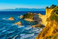 Sunset view of Cape Drastis a Corfu island, Greece Royalty Free Stock Photo