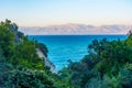 Sunset view of Cape Drastis a Corfu island, Greece Royalty Free Stock Photo