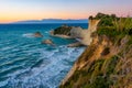 Sunset view of Cape Drastis a Corfu island, Greece Royalty Free Stock Photo
