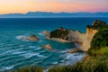 Sunset view of Cape Drastis a Corfu island, Greece Royalty Free Stock Photo