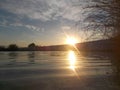 Sunset In Pamukkale With River Landscape Royalty Free Stock Photo