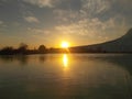 Sunset In Pamukkale With River Landscape Royalty Free Stock Photo
