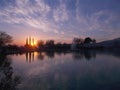 Sunset In Pamukkale With River Landscape Royalty Free Stock Photo