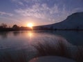 Sunset In Pamukkale With River Landscape Royalty Free Stock Photo