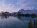 Sunset In Pamukkale With River Landscape Royalty Free Stock Photo