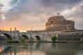 Sunset view of Castel Sant`Angelo, Rome, Italy Royalty Free Stock Photo