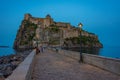 Sunset view of Castello Aragonese off the coast of Italian islan