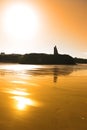 Sunset view of the castle beach and cliffs in Ballybunion Royalty Free Stock Photo