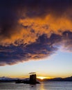 Sunset View of Castle Stalker in the Highlands of Scotland Royalty Free Stock Photo