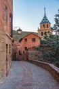 Sunset view of the cathedral of Albarracin in Spain Royalty Free Stock Photo