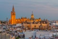 Sunset view of cathedral in Sevilla, Spain