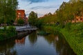 Sunset view of a channel in Aarhus, Denmark Royalty Free Stock Photo